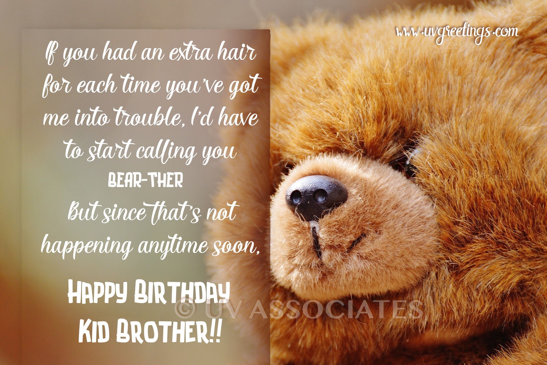 Funny Birthday eCard - Happy Birthday Bear-ther Brother | UVGreetings